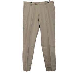 Jos A Bank Traveler Mens 34W x 29L Dress Pants Tan Khaki Flat Front 100% Cotton